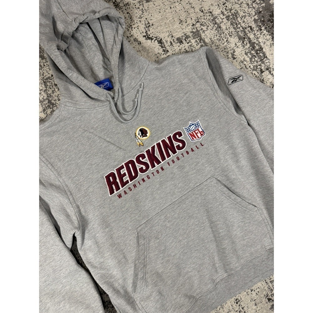 Reebok Washington Redskins Hoodie Mens Medium Gray NFL 2000s Pullover Sweatshirt
